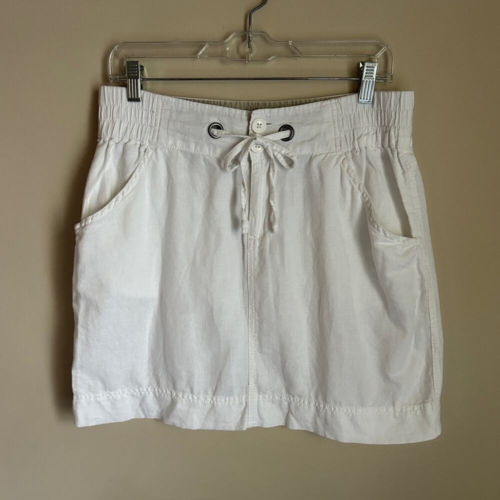 ✨ Columbia White Cotton/Linen Lightweight Casual Knee-Length Pull-On Skirt Sz 10